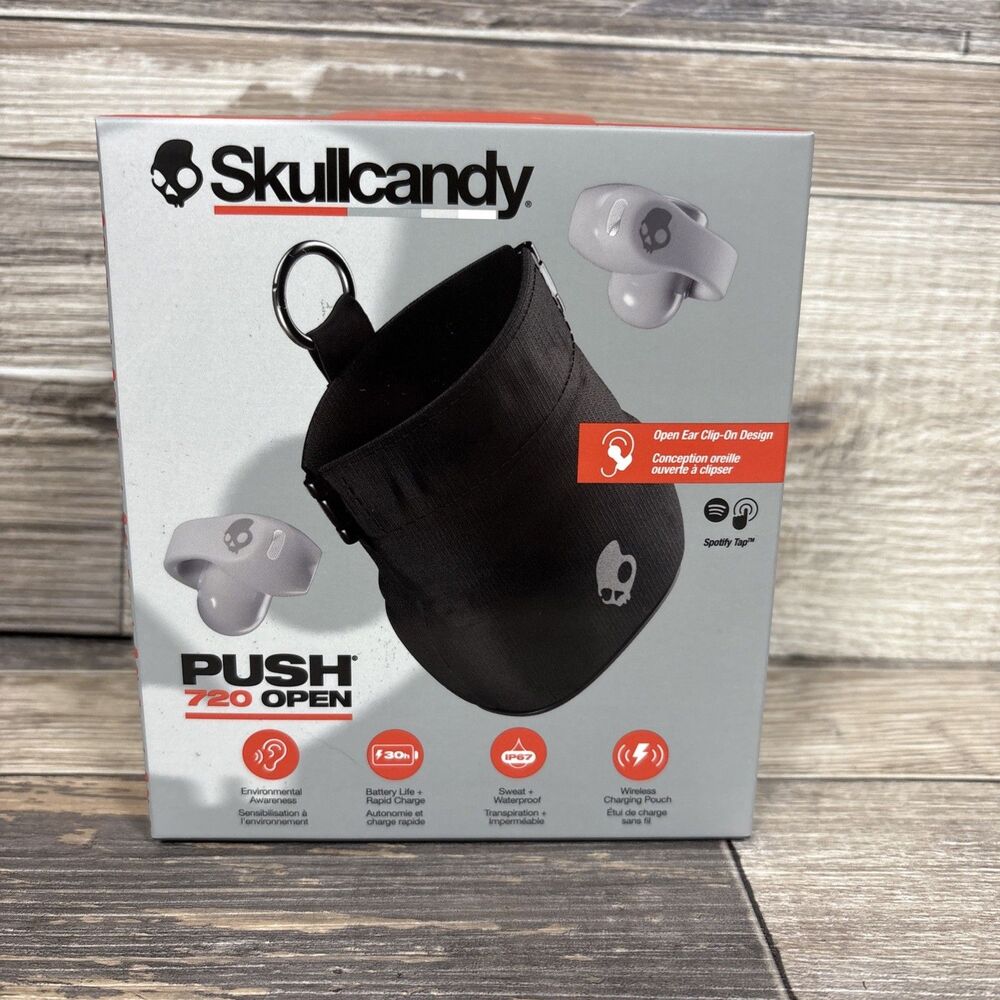 Skullcandy Push 720 Open Wireless Open-Ear Bluetooth Earbuds Cement S4OEW - NEW!